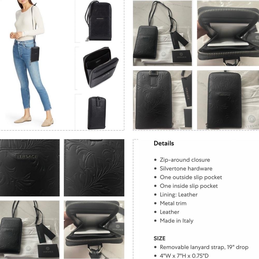 VERSACE UNISEX STYLISH LEATHER POUCH, CAN BE WORN AS A CROSSBODY OR IN FRONT